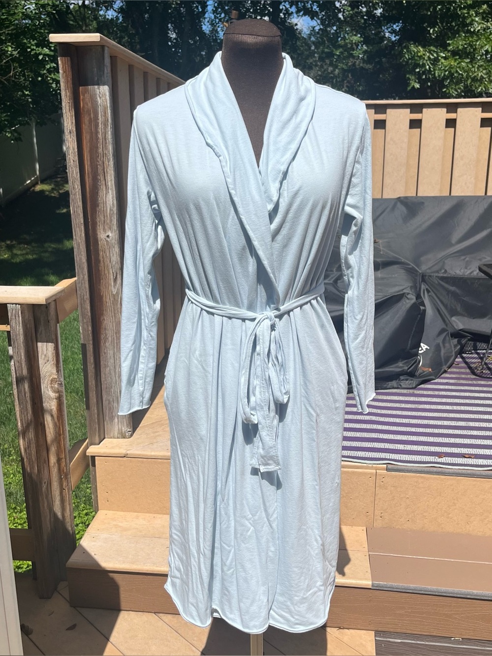 Skin Organic x Andreea Ali Ice Blue Double Layer Pima Cotton Robe Size 1/Small